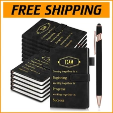 Bulk Leather Notebook Gift Set with Pen - 12 Employee Appreciation Journals
