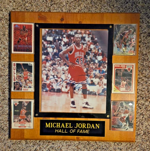 Michael Jordan Autograph 8 x 10 Photo Plaque + Auto Basketball Card! COA!