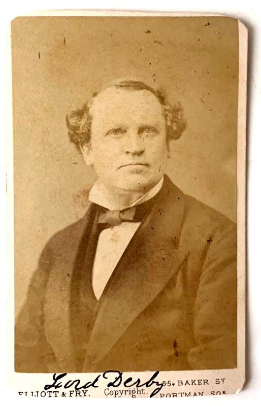LORD DERBY Edward Stanley 15th Earl Antique CDV Photograph Elliott & Fry England