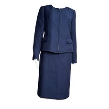 Talbots Regular Navy Blazer Skirt Suit Set Lined Womens SZ-6 Rayon  Polyester