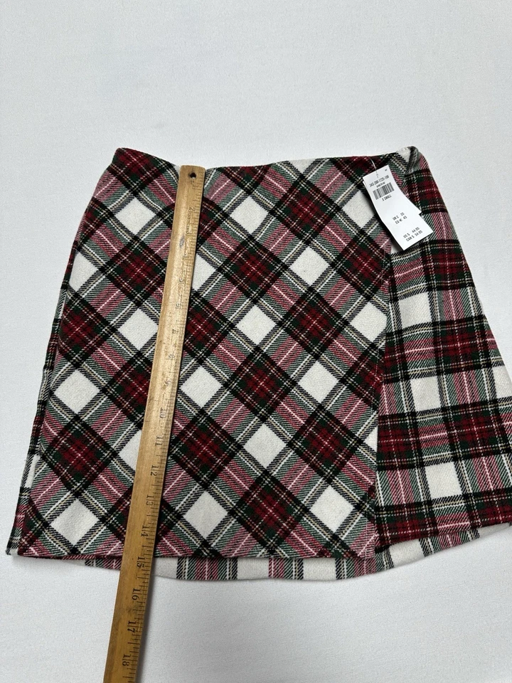 Falda Hollister para mujer Xs roja a cuadros tiro ultra alto mezcla de lana forrada mini Foto 4 de 4