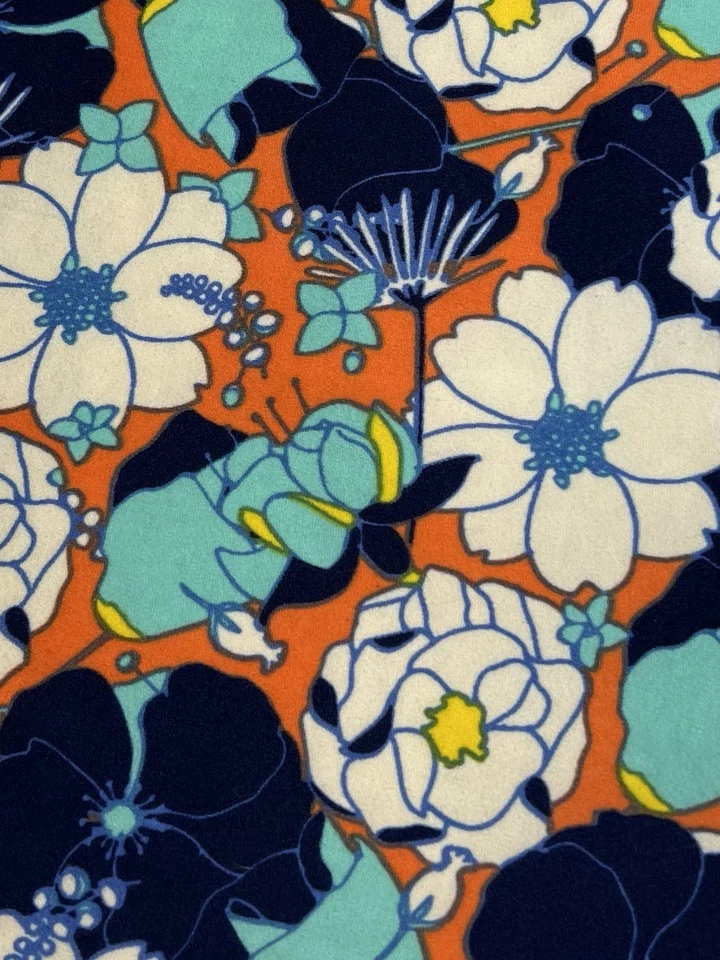 Leggings LuLaRoe TC2 Alto Curvilíneo 2 OTOÑO Otoño NARANJA Azul PEONÍA Divertido Retro Flor Foto 3 de 4