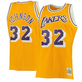 Mitchell & Nes Magic Johnson Los Angeles Lakers 1984/85 Swingman Jersey Gold