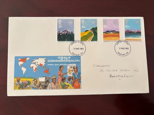 United Kingdom 1982 - Commonwealth Day stamps set FDC, Kirkcaldy, Fife