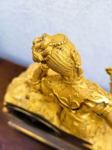 Pendule En Bronze Doré, Chinoise à l'Oiseau, XIXème Siècle - Picture 8 of 15