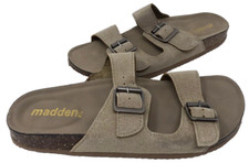 Madden NYC Women's Breckk Slip On Double Buckle Slide Sandals Taupe Size:6.5 89R