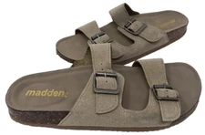 Madden NYC Women's Breckk Slip On Double Buckle Slide Sandals Taupe Size:7 89R