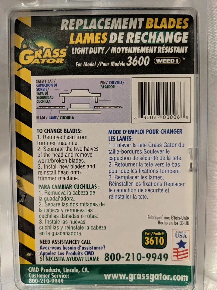 🔥 9 peças lâminas de aparador de substituição Grass Gator modelo 3600 3 mudanças feitas nos EUA - Imagem 2 de 2