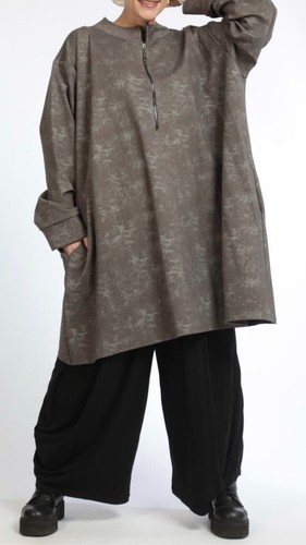 PLUS SIZE MINK 2 POCKETS ZIP NECK OVERSIZED WARM LONG TUNIC Size 28-34 - Picture 4 of 5
