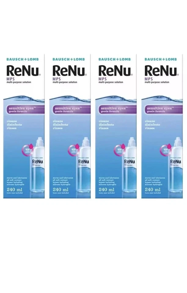 ReNu Contact Eye Lens Solution Cleaner Bausch & Lomb 4 x 240ml Multi-purpose
