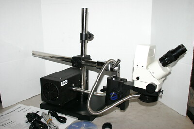 Fisher Stereozoom Microscope 7-45X Boom Fiber Optics Digital Head Extras New 