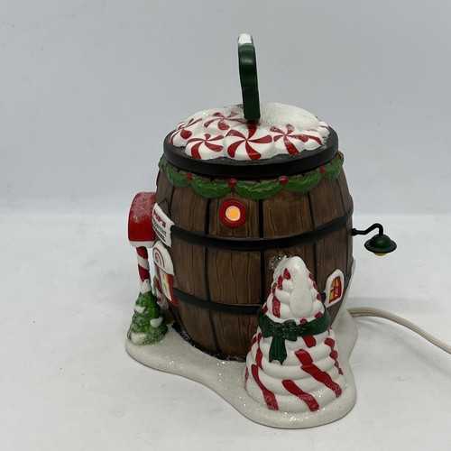 Extrêmement rare baril de menthe poivrée Dept 56 North Pole Series 4030716 EUC - Photo 3/9