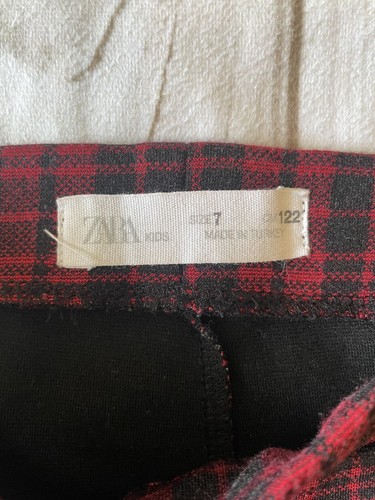 ZARA Kid’s Red & Black Plaid Pants/Leggings Girl’s 7 - Picture 6 of 7