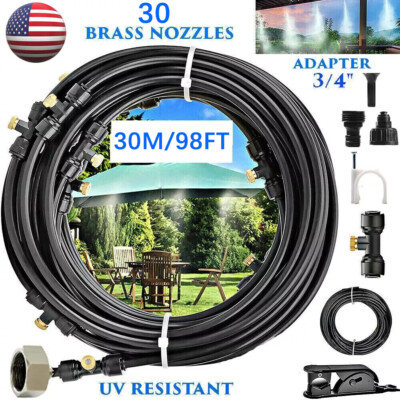 Misting Cooling System 98FT (30M) Misting Line + 30 Brass Mist Nozzles Garden