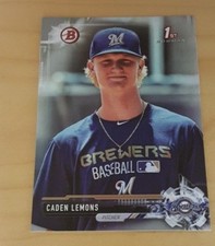 2017 Bowman Draft BD-66 Caden Lemons Silver Paper Parallel #343/499 Brewers