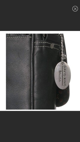 David King Black Leather Messenger Handbag  Boston - Picture 8 of 11