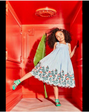 NWT Janie and Jack Palm Paradise Embroidered Floral Border Dress Size 4 Blue 79