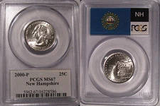 2000 P  New Hampshire  State Quarter 25c PCGS MS67 Flag Label