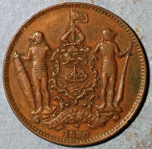 1890 H British North Borneo 1 Cent KM#2 Bronze - Picture 1 of 2