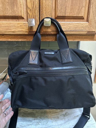 Michael Kors business bag laptop briefcase black Canvas/leather mens Double Comp
