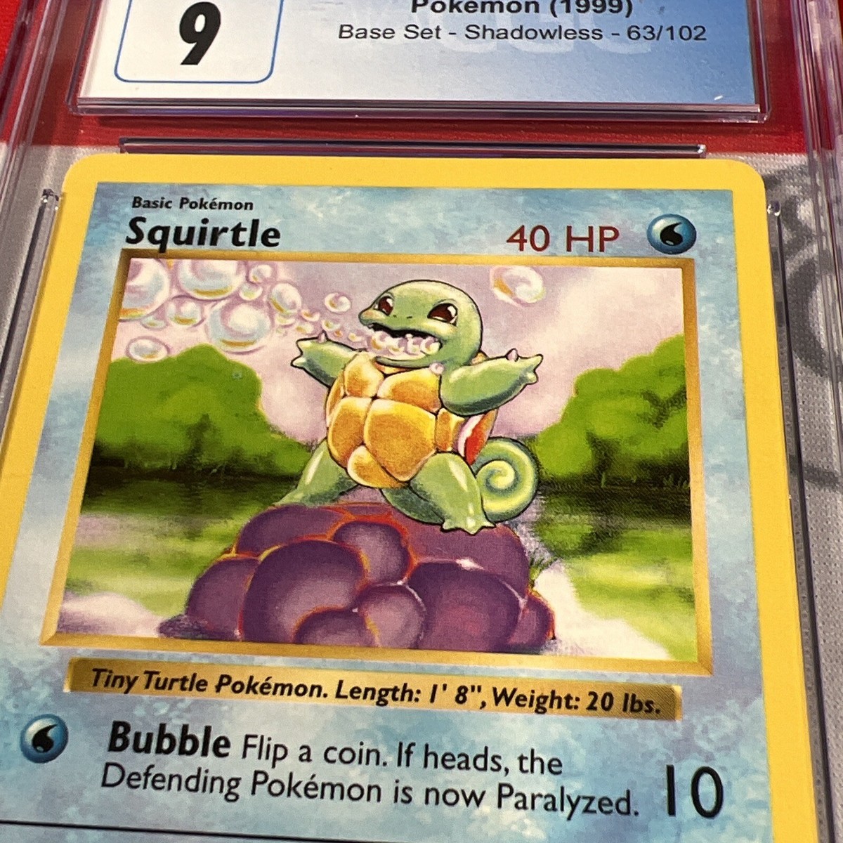 英語版初期　Squirtle 1st Edition shadowless 1999 Pokemon, Base Set Shadowless, #63/102 Squirtle, 1st