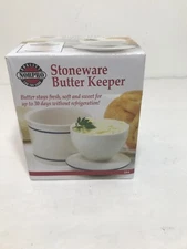 Norpro Stoneware Butter Keeper Without Refrigerator Soft For 30 Days 1/2 Cup