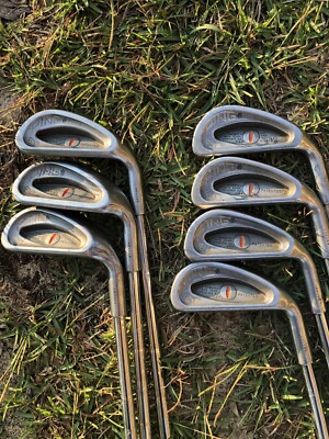 Ping Eye Iron Set 4-9+Pw Orange Dot Right Hand Stiff Flex Great Sharp Golf Clubs