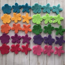 Felt flowers Die Cuts, diy flower, applique flower shapes, Set of 90, scrapbook