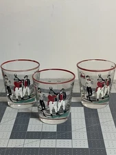 Libbey Pickwick Vintage High Ball Glasses Set Of 3 Dickens Tavern Bar Lot
