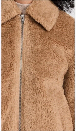 Vince Faux Shearling Fur Bomber Jacket Size S, Beige, NEW NWOT, MSRP $595 - Picture 11 of 20