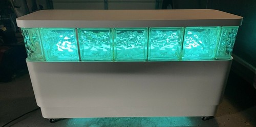 Vintage Glass Block Neon Furniture Buffet Cabinet White Sideboard 50 x 28 x 19