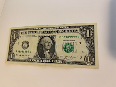 2013 $1 Circulated Fancy BINARY NOTE # 88989999