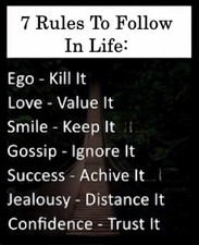 7 Rules To Follow In Life: Ego-Kill It Love-Value It Smile-Keep It Fridge MAGNET