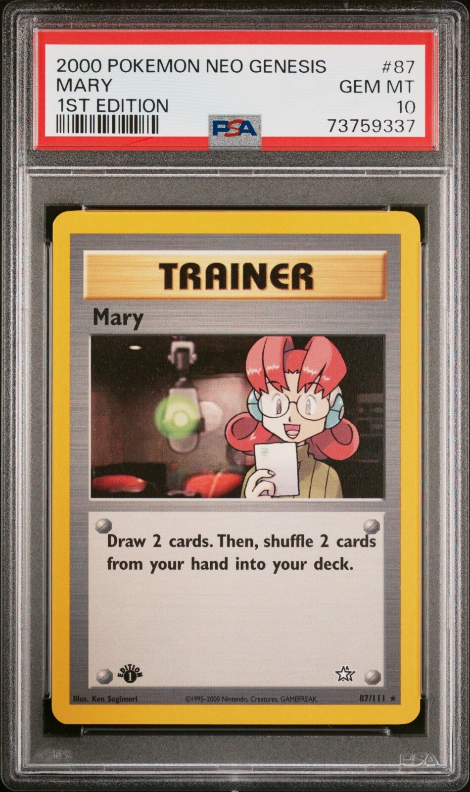 Pokémon TCG Mary Neo Genesis 87 2000 Regular 1st edition Rare PSA 10 Gem Mint