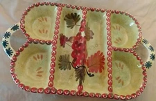 NANTUCKET HOME Divided Serving Dish Fall Leaf Design Snacks Cheese Crackers - A7