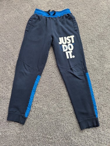 Nike Sweatpants Youth Boys Large Blue Drawstring Elastic Waist Just Do It