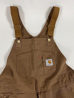 CARHARTT WIP BIB OVERALL HAMILTON BROWN RINSED 34X32 NWT | eBay