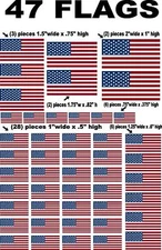 AMERICAN FLAGS 47 Pcs. - R/C MODEL Decal Sticker SHEET 1/12-1/10- DIE CUT DECALS