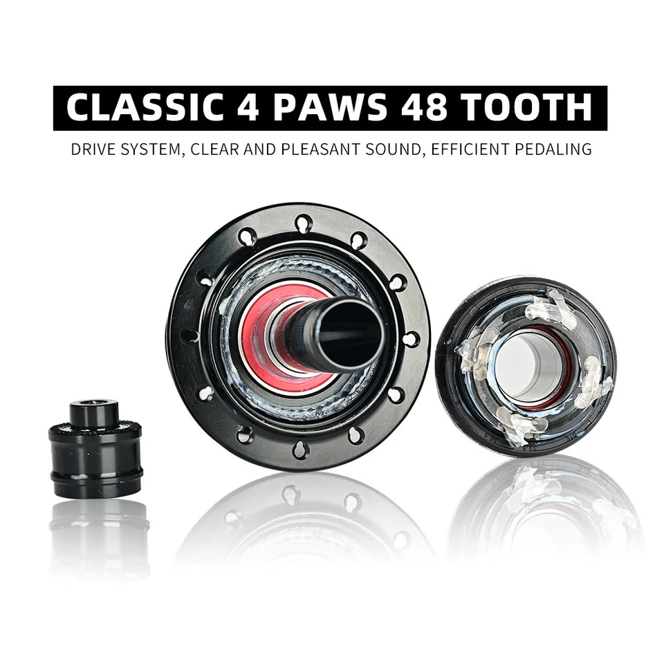 Bujes de bicicleta de carretera freno 24H V 4 trinquetes 48 clics buje de cojinete trasero delantero 20 24 orificios Foto 4 de 4