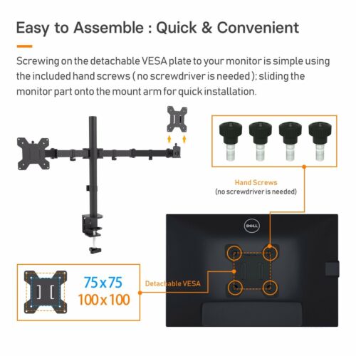 Dual Monitor Stand for 13-27 inch LCD LED PC Screen Ergonomic Height Adjustable - Picture 6 of 7
