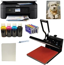 15"x15" Sublimation Heat Press Transfer Epson Printer Sublimation Ink Startup PK