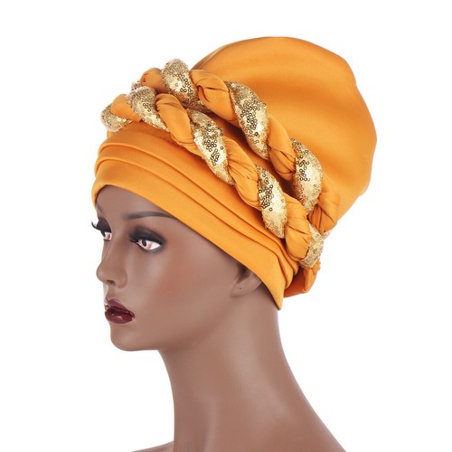 New Braid Turban Head Wrap African Women Cap Hijab Bonnet Hat Auto Gele Headtie - Picture 33 of 282
