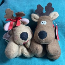 Vintage RODNEY  RHONDA Reindeer Hand Puppet SET of 2 HALLMARK PLUSH