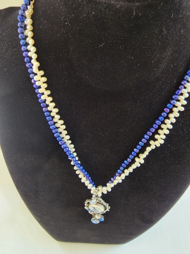 Mars And Valentine Blue Topaz, Double Strand Pearl Necklace And Pendant - Image 3 of 4
