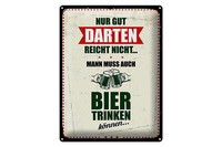 Blechschild Spruch 30X40Cm Nur Gut Darten Reicht Nicht Muss Bier Trinken