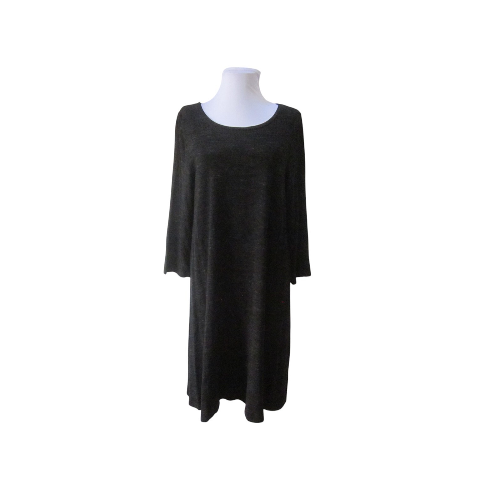 HILARY RADLEY Heathered Black 3/4 Sleeve French Terry Dress Sz XL