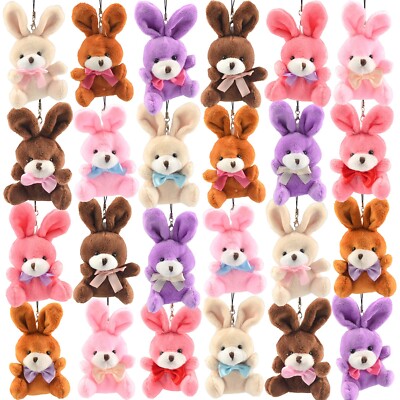 24 pcs Pre-filled Easter Eggs with Colorful Plush Bunnies - Key Chain