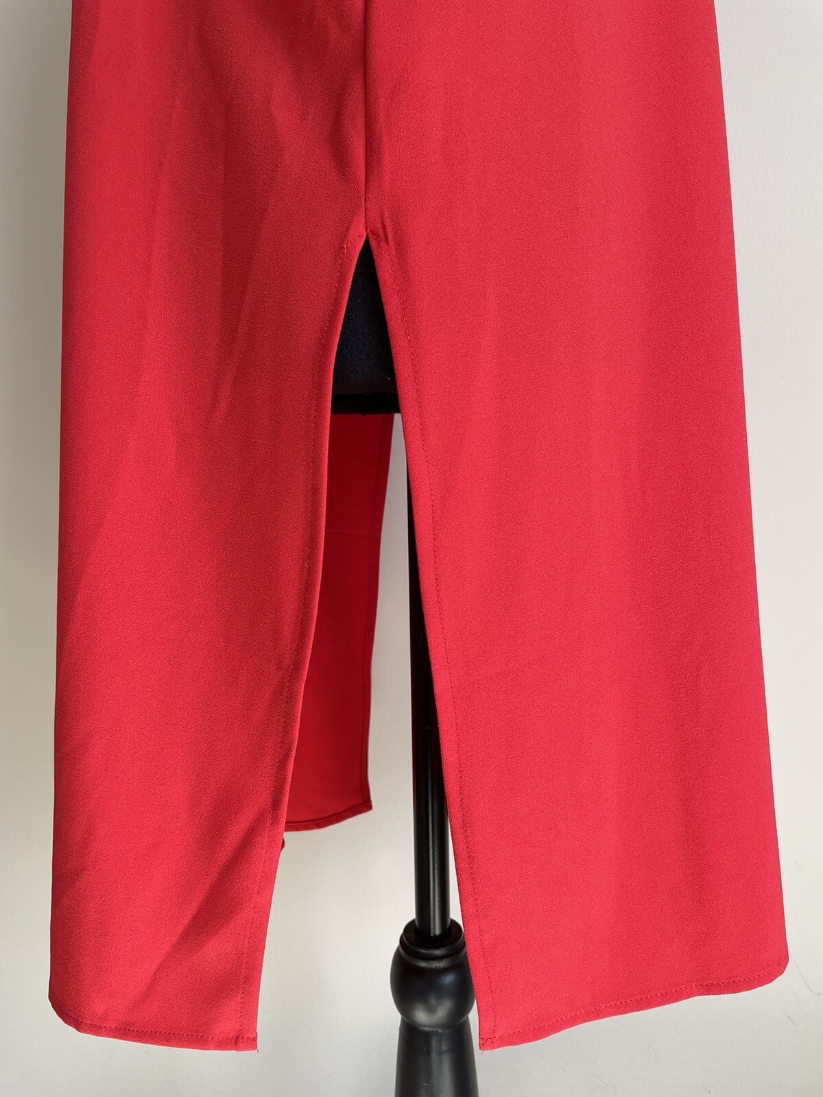 Joan Vass Studio Sz L Longline Red Tunic Button Front Stretch Sleeveless Slits