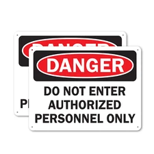 (2 Pack) Do Not Enter Authorized Personnel Only OSHA Danger Sign Decal Metal