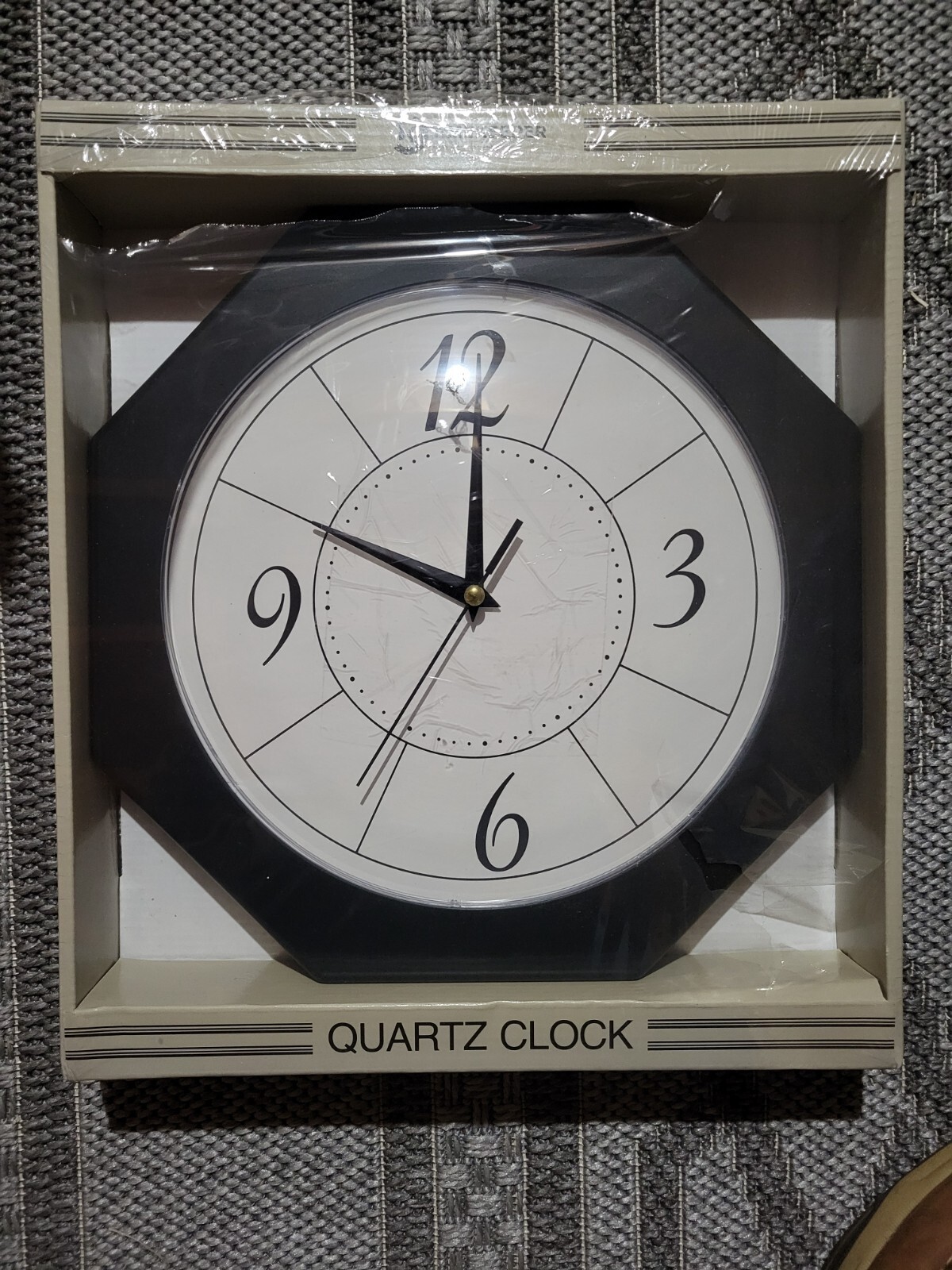 Timekeeper 6417 Octagonal 12" Black Wall Clock, New!
